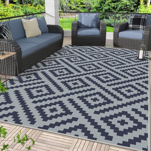 GENIMO Outdoor Rug, Waterproof Plastic Rugs for Patio, 6'x9' Slate Blue by GENIMO