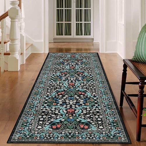 GarveeHome Black Floral 2x6 Washable Kitchen Runner Rug - Image 3