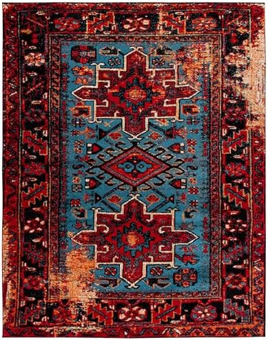SAFAVIEH Vintage Hamadan Area Rug 11'x15', Red & Light Blue VTH211Q - Image 2