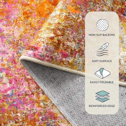 Lahome Modern Abstract Washable Living Room Rug, Colorful 8x10 Area Rugs for Bedroom Girls Kids Non Slip Low Pile, Large Soft Indoor Accent Carpet for Dining Room Table Home Decor - Image 4