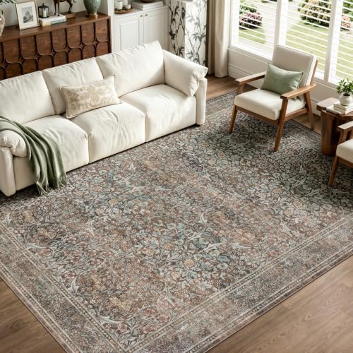 JOLLYVOGUE 6x9 Area Rugs for Living Room, Vintage Washable Rug, Brown by JOLLYVOGUE