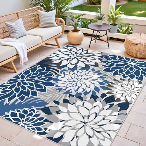 Arenarug Outdoor Rug Waterproof, Washable Patio Rug for Deck, 9x12, Blue - Image 3