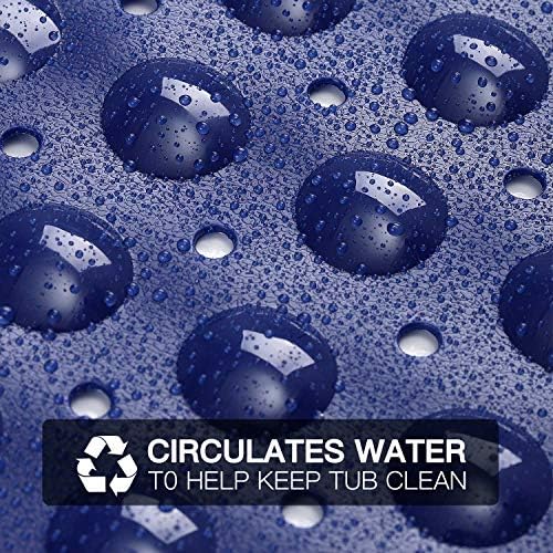 YINENN Bath and Shower Safety Mats 40x16 inch, Non Slip with Suction Cups for Bathroom Stall and Tub Floor, Extra Large and Machine Washable, Drain Holes Keep Bathtub Clean, Dark Blue - Image 3