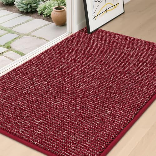 BEQHAUSE Dirt Trapper Door Mat 32" x 48", Non-Slip Washable Doormats, Red by BEQHAUSE
