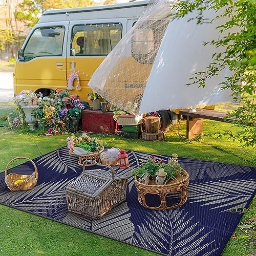 GENIMO Outdoor Rug, Waterproof Plastic Rugs for Patio, 6'x9' Blue Grey - Image 3