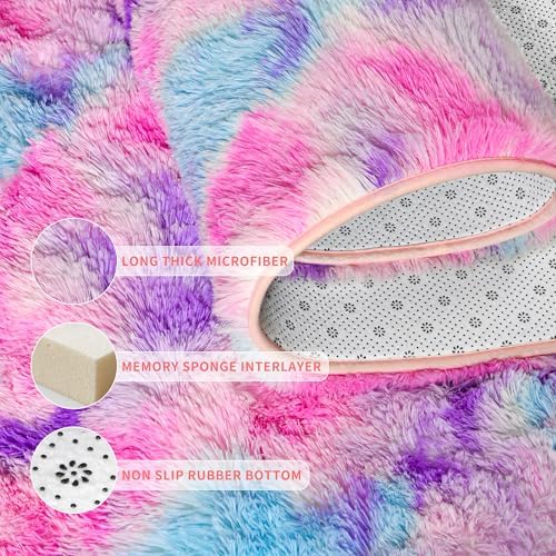 Tepook Pink Blue Purple Fluffy 8x10 Area Rug for Girls Bedroom - Image 6