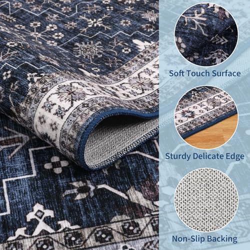 GarveeHome Navy Area Rugs 9x12 Large Washable Rug Living Room Rug - Image 4