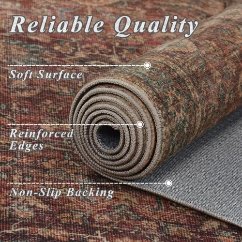 Schweek 2x3 Entryway Rug Washable Non Slip Area Rug Soft Door Mat Brick Red - Image 5