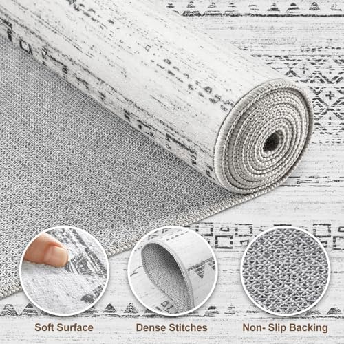 Nakagishi Round Rug Boho Area Rugs: 5x5 Washable Large Circle Neutral Soft Stain Resistant Non-Slip Carpet for Women Aged 25-45 Farmhouse Decor Enthusiasts - Living Room Bedroom Dining Room Nursery - Image 3