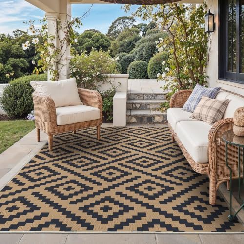 GENIMO Outdoor Rug, Waterproof Plastic Rugs for Patio, 5'x8' Black Cocoa by GENIMO