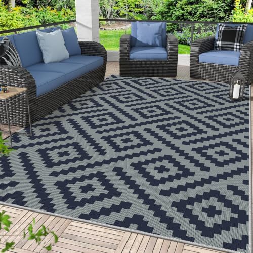 GENIMO Outdoor Rug, Waterproof Plastic Rugs for Patio, 6'x9' Cloud Blue by GENIMO