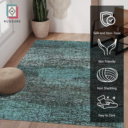 RUGSURE Washable Area Rug - 1/6 Thick - Stain & Water Resistant Non-Slip - Resistant Rug for Living Room, Bedroom, Nursery, Pet & Child Friendly, Vintage Charm Area Rugs (Green, 3' x 5 ') - Image 2