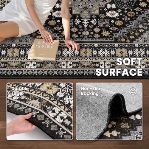 zesthome 5x7 Area Rugs for Living Room,Large Washable Rug,Black - Image 5