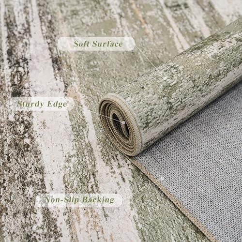 Washable 3x20 Hallway Runner Rug - Extra Long Modern Abstract Kitchen Rugs with Non Slip Backing Soft Low Pile Living Room Bedroom Carpet Durable Indoor Home Decor Floor Mat for Bathroom 3x20 Green - Image 6