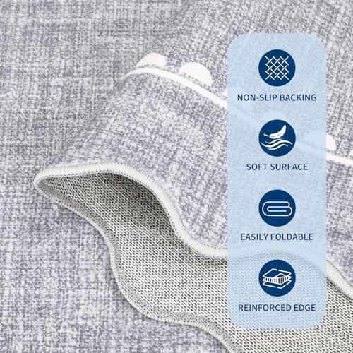 GarveeHome Scalloped Entryway Rug 2x3 Washable Front Door Bow Rug, Grey - Image 4