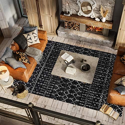 JONATHAN Y Boho Vintage Diamond Black/Ivory Indoor Area Rug 5X8 ft, Moroccan Hype for Living Room, Bedroom, Kitchen, Office, Easy-Cleaning, High Traffic, Pet-Friendly, Non-Shedding (MOH101D-5) - Image 5