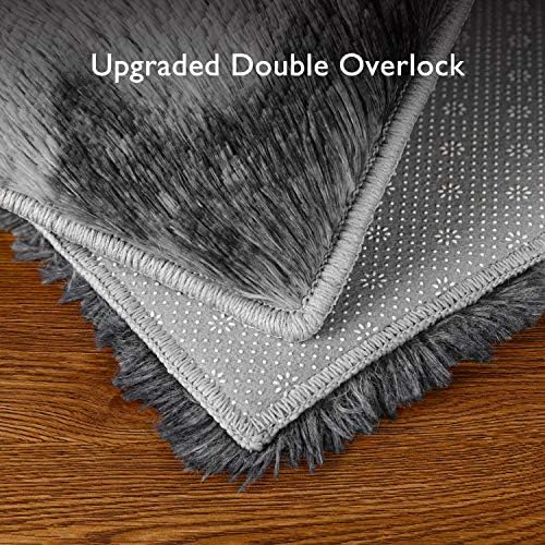 Ophanie Soft Fluffy Shaggy Rugs for Bedroom Living Room Dorm Nursery Home Decor Aesthetic 4x6 Ft Tie-Dyed Black & Light Grey - Image 6