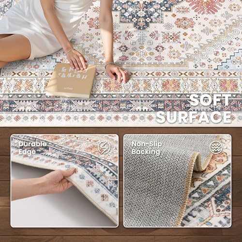 zesthome 10x14 Area Rugs for Living Room,Large Washable Rug,Blue Red - Image 6