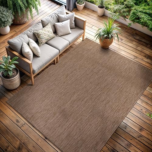 CAMILSON Outdoor Rug 5x7 Modern Area Rugs for Indoor and Outdoor Patios and Porches - Waterproof, Washable, Non-Shedding, Easy-to-Clean Outside Carpet (5 x 7, Solid - Jute) by CAMILSONIndoorOutdoorAreaRugs