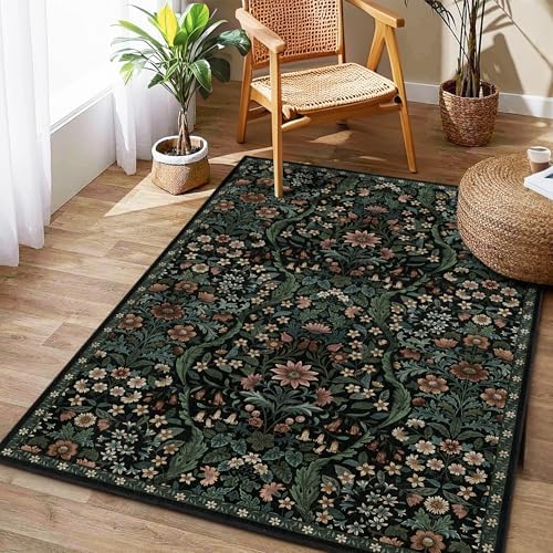 3x5 Floral Area Rug Soft Low Pile Boho Carpet for Living Room - Image 2