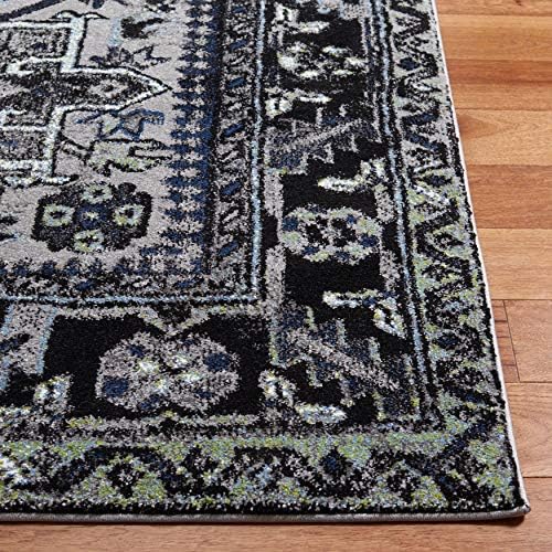SAFAVIEH Vintage Hamadan Area Rug 6'7"x9', Light Grey & Dark Grey VTH211F - Image 4