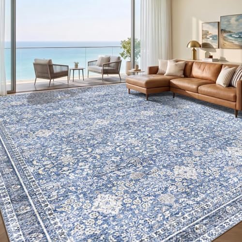 Sasttie 9x12 Area Rugs, Ultra-Soft Washable Rug for Living Room, Blue by SASTTIE
