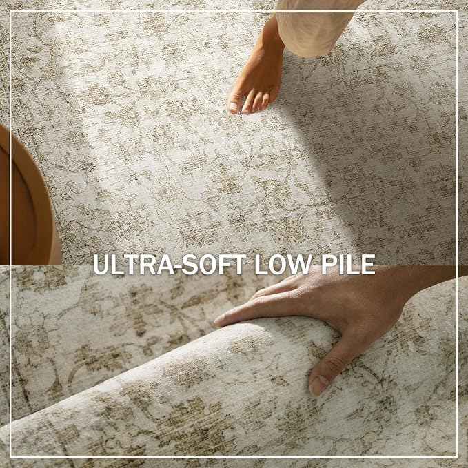 Machine Washable Rugs for Living Room: 9x12 Area Rugs for Bedroom Boho Vintage Rugs Stain Resistant Non Slip Low Pile Soft Lightweight Carpet for Kitchen Dining Room Farmhouse Nursery Kids Room - Image 5