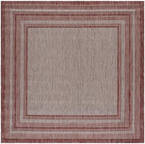 SAFAVIEH Courtyard Outdoor Square Rug 7'10", Grey & Red CY8475-36512 by Unknown