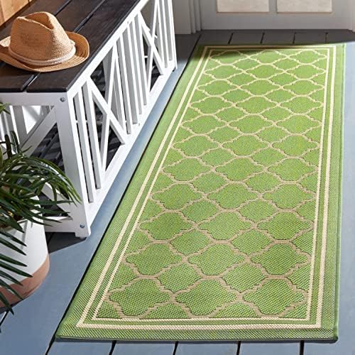 SAFAVIEH Washable Rug Outdoor Courtyard Collection - 2'3" x 12' Runner, Green & Beige, Non-Shedding & Easy Cleaning, Ideal for Patio, Entryway, Mudroom, Hallway, Kitchen (CY6918-244) - Image 2