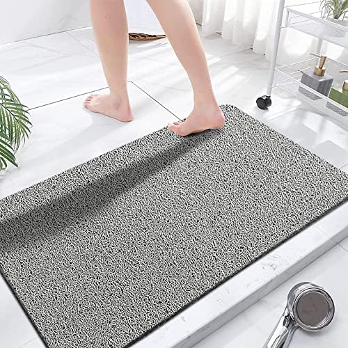 godehone Shower Mats Non Slip Without Suction Cups, PVC Loofah Bathroom Mats, Loofah Mats for Shower and Bathroom, Quick Drying, 23.6× 47.2 Inch, Grey by godehone