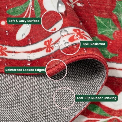 Red Christmas Rug 5x7 for Living Room, Bedroom, Playroom, Nursery Room Machine Washable Low Pile with Non-Slip Backing Christmas Decor for Home (Xmas Red) - Image 6