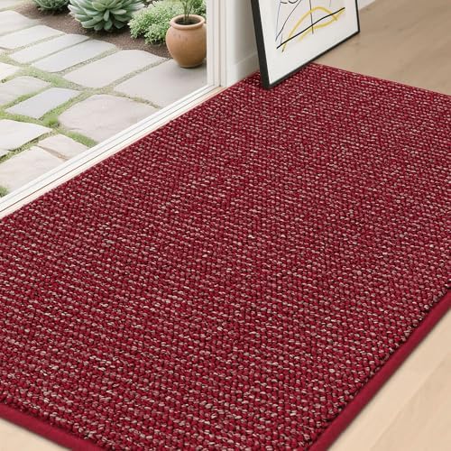 BEQHAUSE Dirt Trapper Door Mat 36" x 60", Non-Slip Washable Doormats, Red by BEQHAUSE