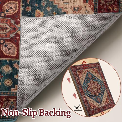 Tangsoo 2x5 Washable Runner Rugs for Hallways, Oriental Non Slip Red Runner - Image 4