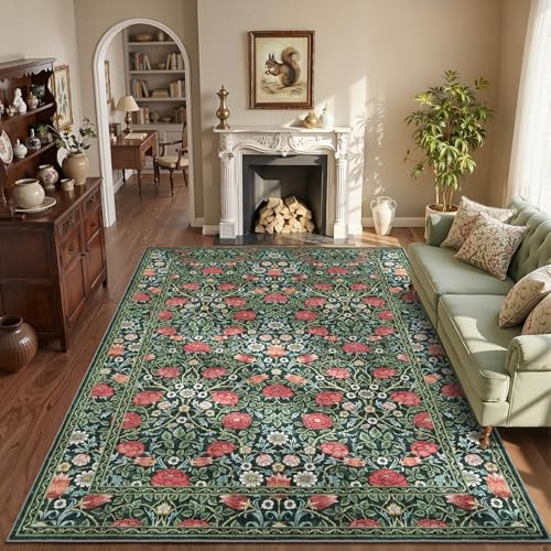 GarveeHome Green Floral 6x9 Area Rug for Bedroom Living Room by GarveeHome