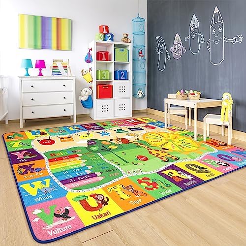 Chicrug 9x12 ABC Kids Rug for Classroom, Washable Non Slip Playroom Playmat - Image 2