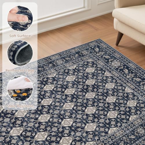 EIEIHOUSE Washable 10x14 Area Rugs for Living Room Navy Blue - Image 6