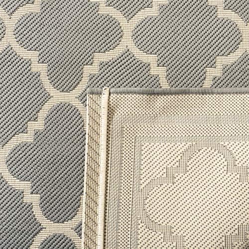 SAFAVIEH Washable Rug Outdoor Courtyard Collection - 4' x 5'7", Anthracite & Beige, Non-Shedding & Easy Cleaning, Ideal for Patio, Backyard, Mudroom (CY6918-246) - Image 4