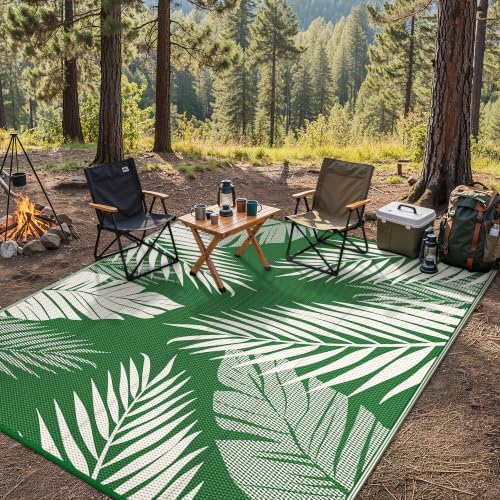 GENIMO Outdoor Rug, Waterproof Plastic Rugs for Patio, 9'x12' Dark Green - Image 6