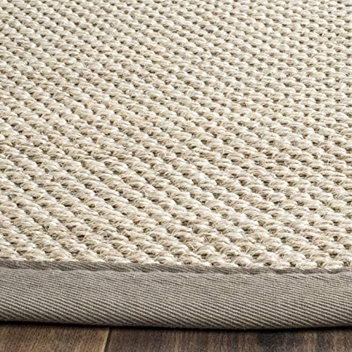 SAFAVIEH Natural Fiber Square Rug 8' Textured, Marble & Khaki NF143E - Image 4