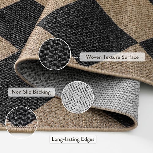 Lahome Checkered Easy Jute 5x7 Outdoor Rug, Washable Rugs for Living Room - Image 5
