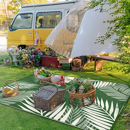 GENIMO Outdoor Rug, Waterproof Plastic Rugs for Patio, 5'x8' Dark Green - Image 3