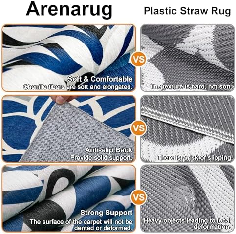 Arenarug Outdoor Rug Waterproof, Washable Patio Rug for Deck, 8x10, Blue - Image 4
