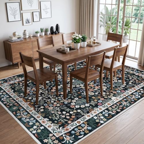 6x8 Area Rugs for Living Room: Washable Non-Slip Indoor Floor Rugs Black - Image 4