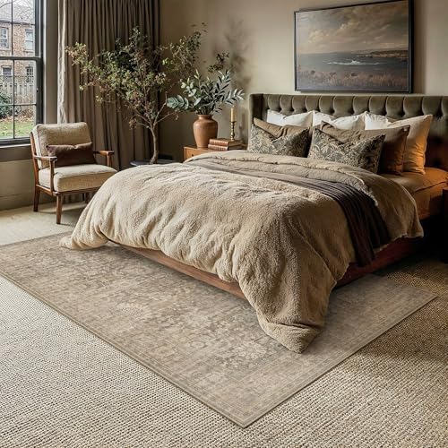 HUGEAR Area Rugs 5x7 Light Brown Vintage Rug for Living Room - Image 2