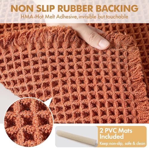 MIULEE Fall Orange Set of 2 Waffle Bathroom Rugs Bath Mat 17"x24"+20"x32" - Image 4