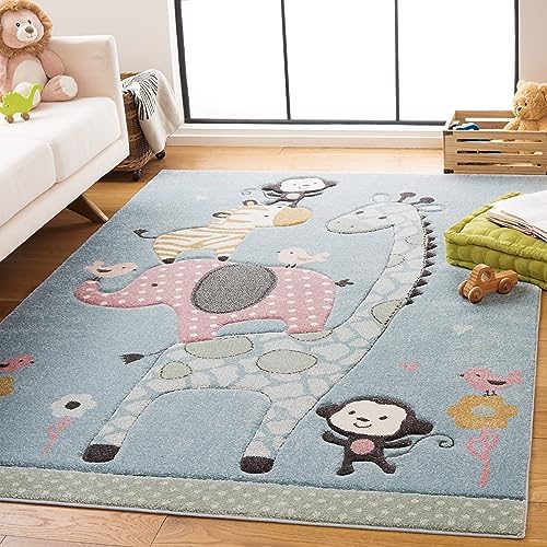 SAFAVIEH Carousel Kids Square Rug 5'3", Modern Blue CRK120K by Unknown