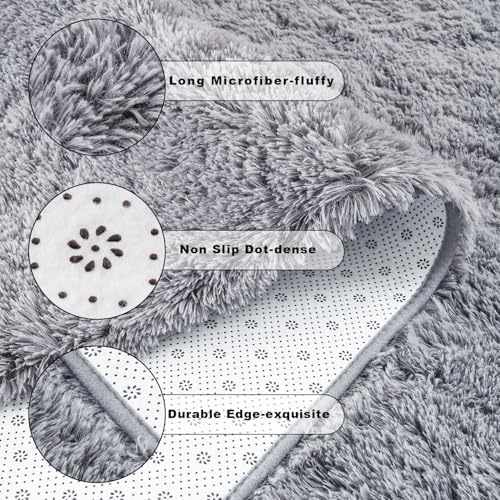 Chicrug Soft Runner Rug for Bedroom Living Room Plush Fluffy Rug 5x7 Feet, Shag Furry Runner Carpet Non Shedding for Nursery Children Kids Girls Room Home Decorative, Gery - Image 6