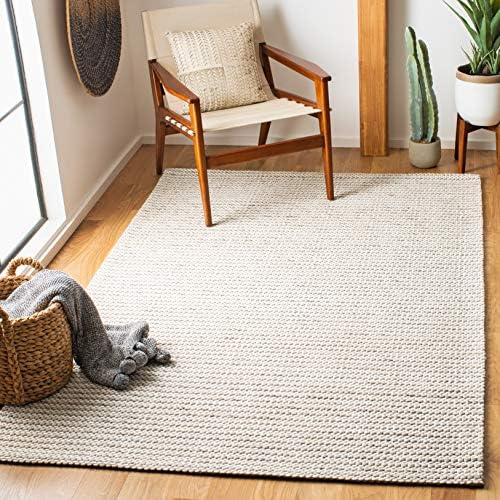SAFAVIEH Marbella Collection Area Rug - 5' x 8', Light Brown & Ivory, Flat Weave Wool Design, Ideal for High Traffic Areas in Living Room, Bedroom (MRB392T) by Unknown