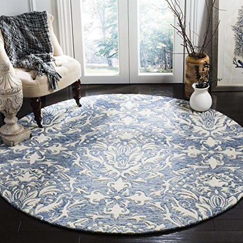 SAFAVIEH Blossom Collection 6' Round Blue/Ivory BLM107B Handmade Premium Wool Area Rug by Unknown