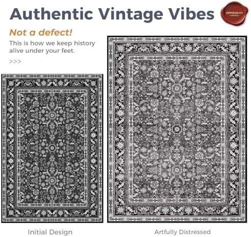 OPPODREAM Vintage Black Area Rugs 2x8, Washable Rug for Living Room - Image 3